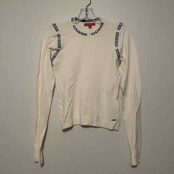 Vintage White Logo Guess sweater Sz M - Picture 1 of 5